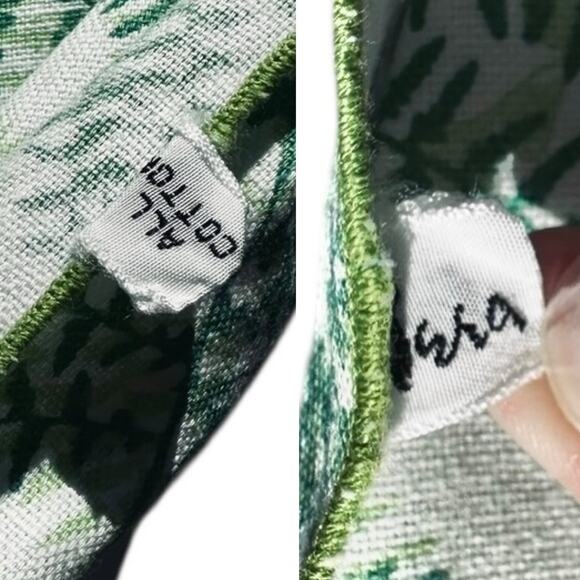 Vintage Vera Neumann Green Fern Butterfly Oval Oblong Tablecloth - Picture 8 of 12